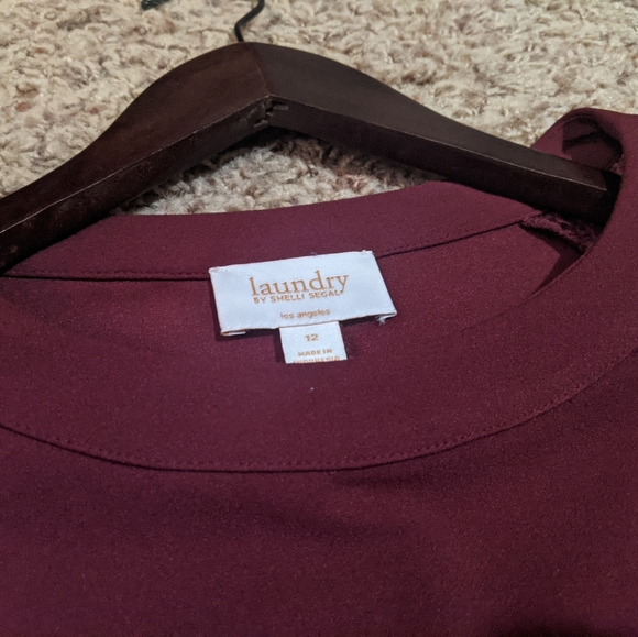 Burgundy Dress Laundry by Shelli Segal Mesh Sleeve - Picture 5 of 5